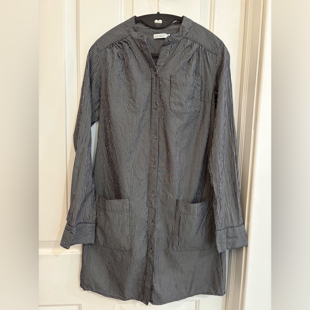 Lark & Wolff Striped Tunic Shirt Dress – Cotton Silk Blend – Size M